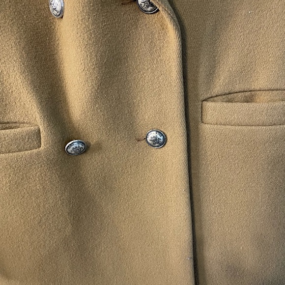 Women’s Camel Colored Double Breasted 100% Wool Coat. Light Brown/tan Sz 8 P - Picture 2 of 9